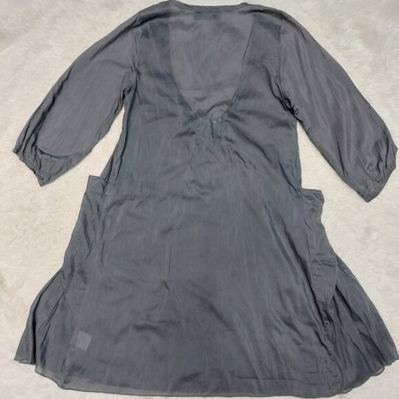 Pulz Jeans Women’s Gray Silk Blend 3/4 Sleeves Blouse Tunic Dress Size S - Picture 3 of 10
